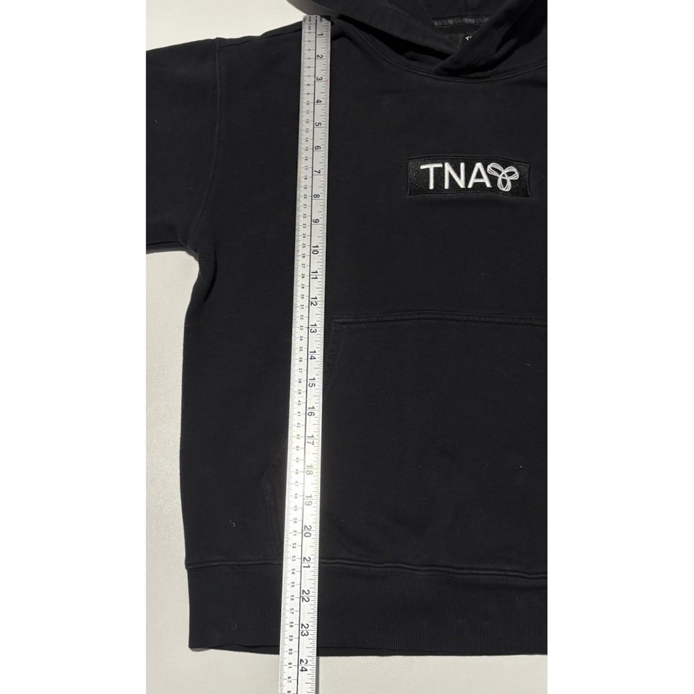 TNA Aritzia Cozy Black Hoodie Womens Medium, White Logo, Kangaroo Front Pocket. - Picture 5 of 6